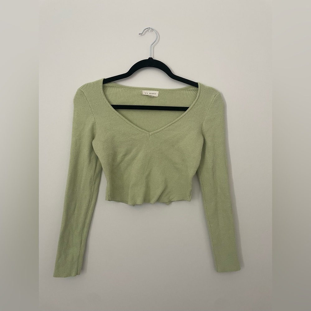 Pac Sun Green Long Sleeve Crop Size S
